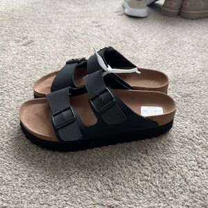Birkenstock Papillio By Birkenstock Arizona Platform Slide Sandal in Black
